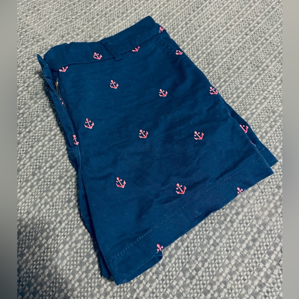Navy and Hot Pink Anchor Shorts - Size 8